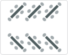 graphic showing tables arranged diagonally with chairs all around them