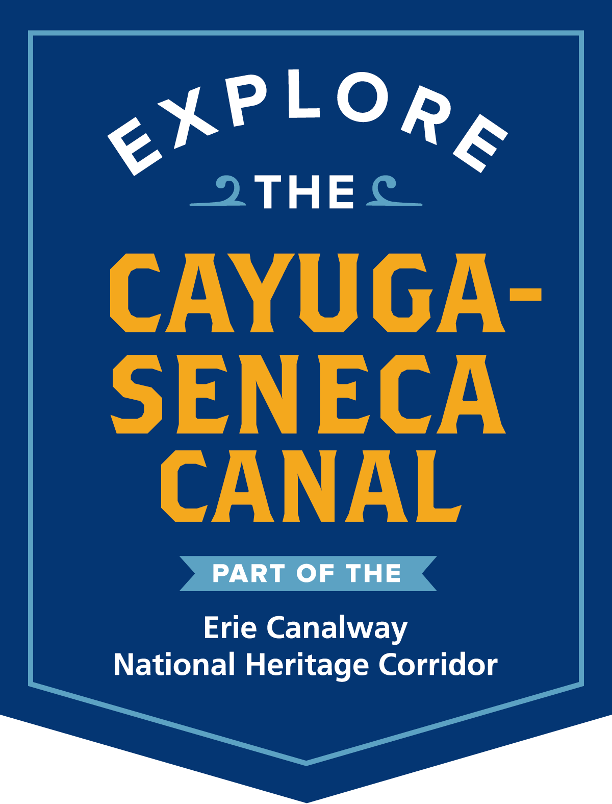 blue flag identifying this section with the Erie Canalway National Heritage Corridor
