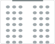 graphic showing chairs arranged in two large sections facing the front projector screen